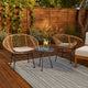 Outdoor Accent Chair Set of 2, Beige, Basket Brown Faux Rattan, Black