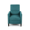 Davy Pushback Recliner Chair Nailhead Trim Birch Wood Teal Fabric