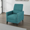 Davy Pushback Recliner Chair, Nailhead Trim, Birch Wood, Teal Fabric