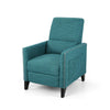 Davy Pushback Recliner Chair, Nailhead Trim, Birch Wood, Teal Fabric