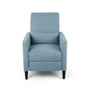 Davy Pushback Recliner Chair Nailhead Trim Birch Wood Blue Fabric