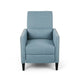 Davy Pushback Recliner Chair Nailhead Trim Birch Wood Blue Fabric