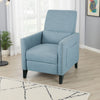 Davy Pushback Recliner Chair, Nailhead Trim, Birch Wood, Blue Fabric