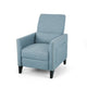 Davy Pushback Recliner Chair, Nailhead Trim, Birch Wood, Blue Fabric
