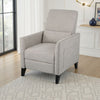 Davy Pushback Recliner Chair, Nailhead Trim, Birch Wood, Gray Fabric