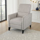 Davy Pushback Recliner Chair, Nailhead Trim, Birch Wood, Gray Fabric