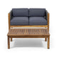 2pc Outdoor Loveseat Coffee Table Set | Brown Acacia Wood | Dark Gray