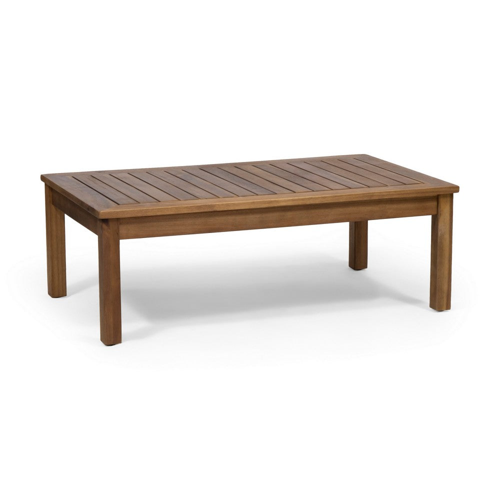 2pc Outdoor Loveseat Coffee Table Set | Brown Acacia Wood | Dark Gray