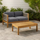 2pc Outdoor Loveseat Coffee Table Set | Brown Acacia Wood | Dark Gray