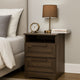 Vinie Nightstand, 2 Drawers and Open Top, 23 Inch Dark Brown Faux Wood