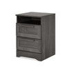 Vinie Nightstand | 2 Drawers and Open Top | 23" Dark Gray Faux Wood
