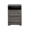Vinie Nightstand | 2 Drawers and Open Top | 23" Dark Gray Faux Wood