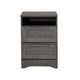 Vinie Nightstand | 2 Drawers and Open Top | 23" Dark Gray Faux Wood