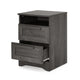 Vinie Nightstand | 2 Drawers and Open Top | 23" Dark Gray Faux Wood