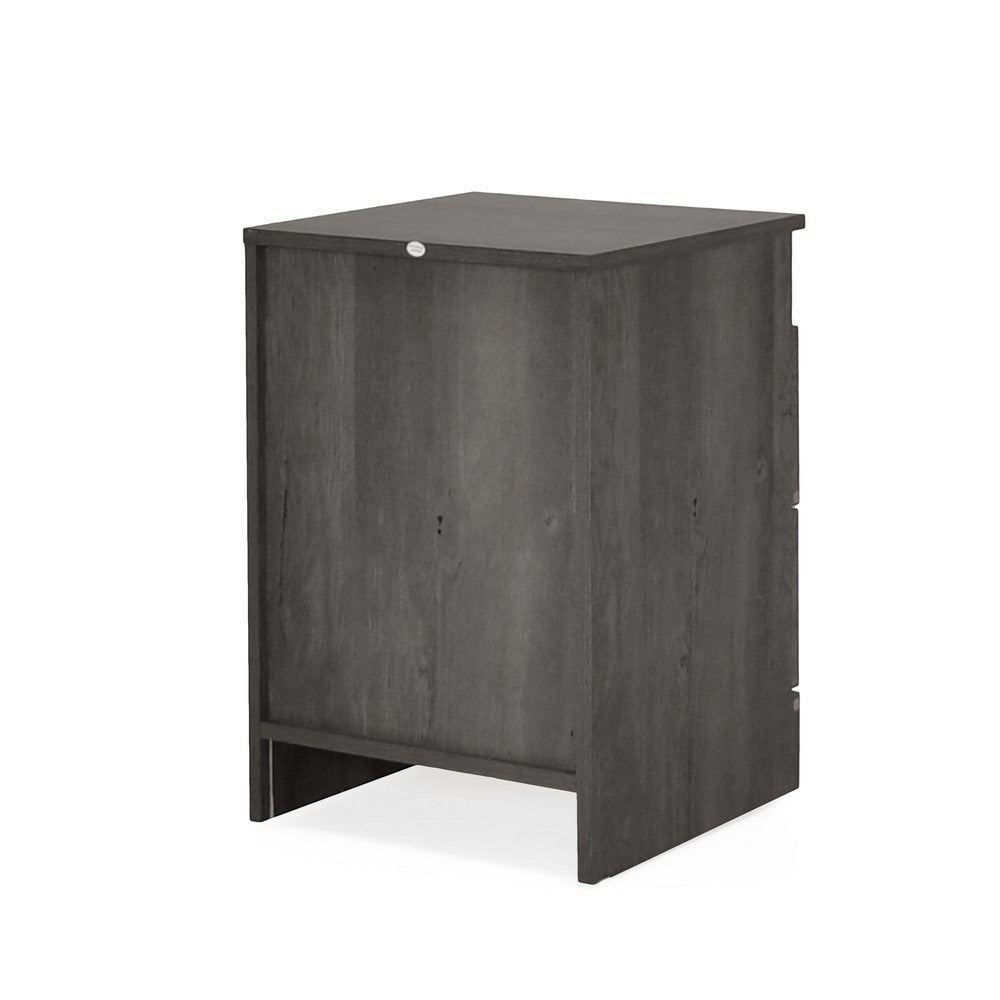 Vinie Nightstand | 2 Drawers and Open Top | 23" Dark Gray Faux Wood