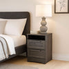 Vinie Nightstand | 2 Drawers and Open Top | 23" Dark Gray Faux Wood