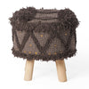 Footstool Ottoman | Handcrafted Boho Design | Brown Woven Seat | Wood