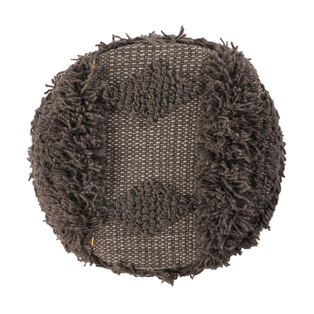 Footstool Ottoman | Handcrafted Boho Design | Brown Woven Seat | Wood