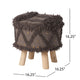 Footstool Ottoman | Handcrafted Boho Design | Brown Woven Seat | Wood