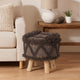 Footstool Ottoman | Handcrafted Boho Design | Brown Woven Seat | Wood
