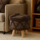 Footstool Ottoman | Handcrafted Boho Design | Brown Woven Seat | Wood