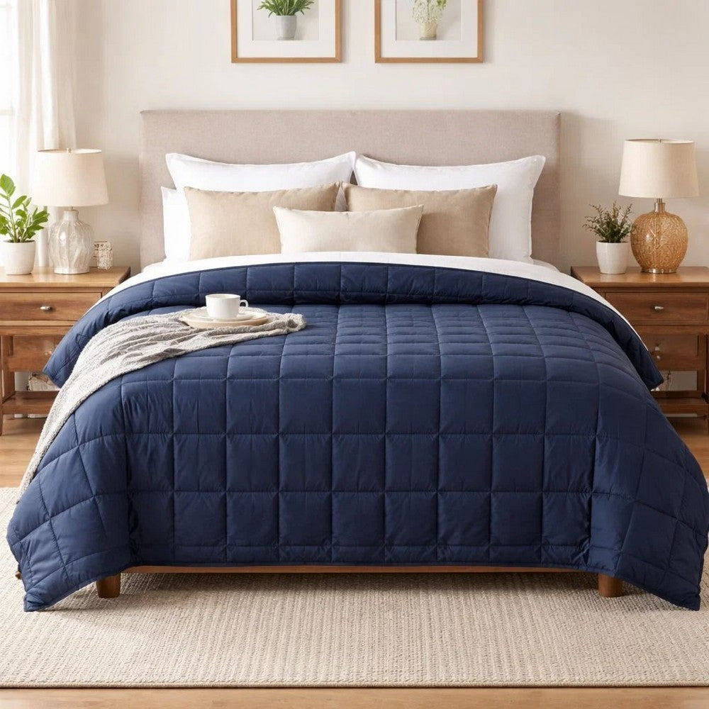 Blankie 20lbs Weighted Blanket, 60 x 80 Cotton Multilayer, Navy Blue