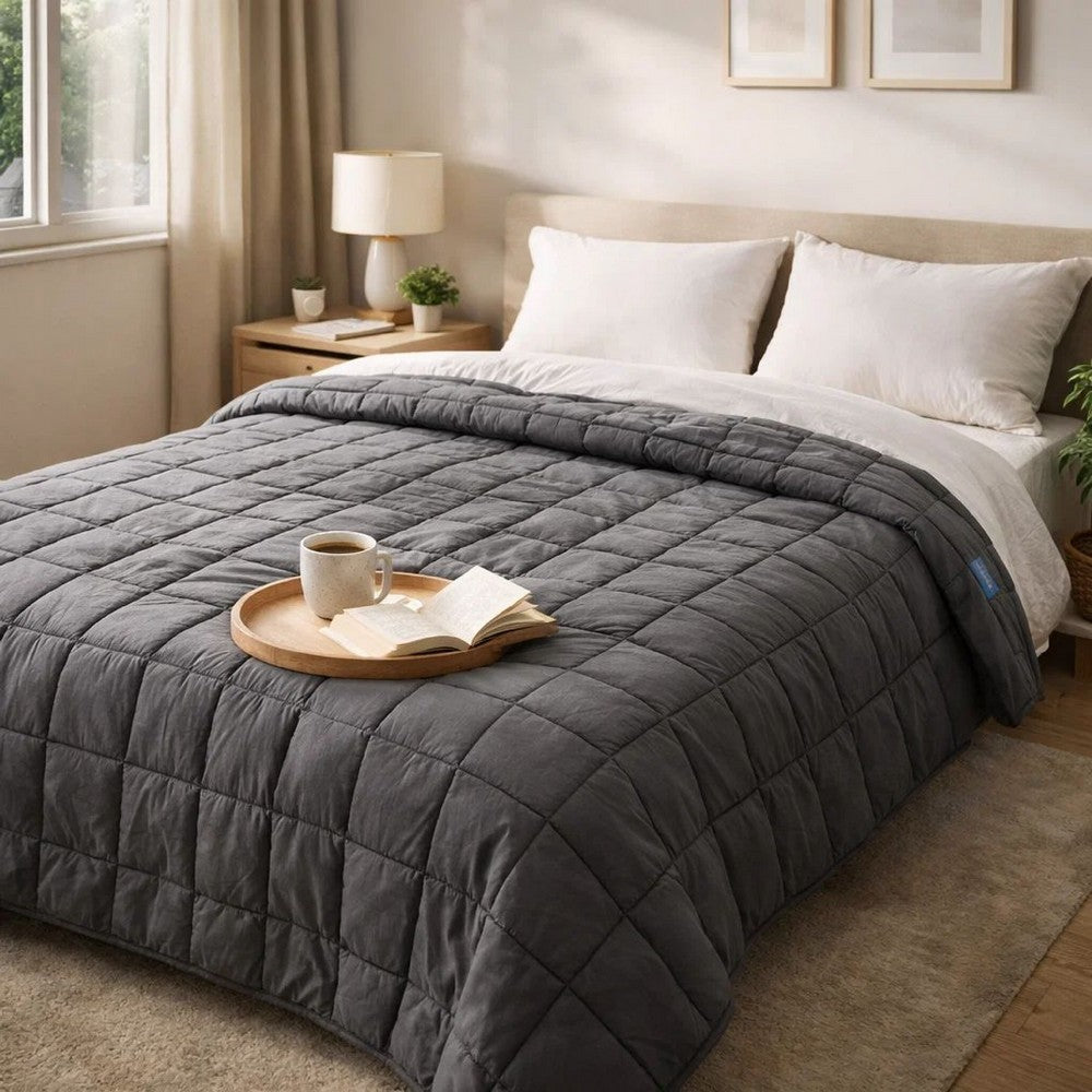 Blankie 20lbs Weighted Blanket, 60 x 80 Cotton Multilayer, Dark Gray