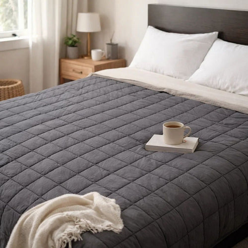 Blankie 20lbs Weighted Blanket, 60 x 80 Cotton Multilayer, Dark Gray