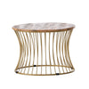 Coffee Table | Gold Hourglass Metal Base | 25" Round Mango Wood Top