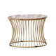 Coffee Table | Gold Hourglass Metal Base | 25" Round Mango Wood Top
