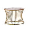 Coffee Table | Gold Hourglass Metal Base | 25" Round Mango Wood Top