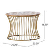Coffee Table | Gold Hourglass Metal Base | 25" Round Mango Wood Top