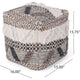 Ottoman Pouf, 16 Inch, Boho Design, White Beige Woven Wool, Bead Fill