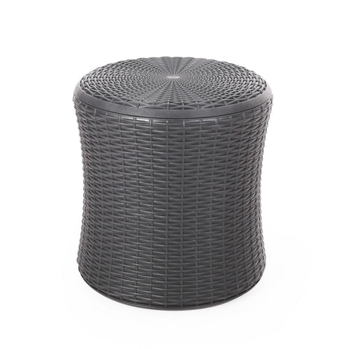 Lifo Outdoor End Table | Storage | 19" | Gray Woven Polypropylene