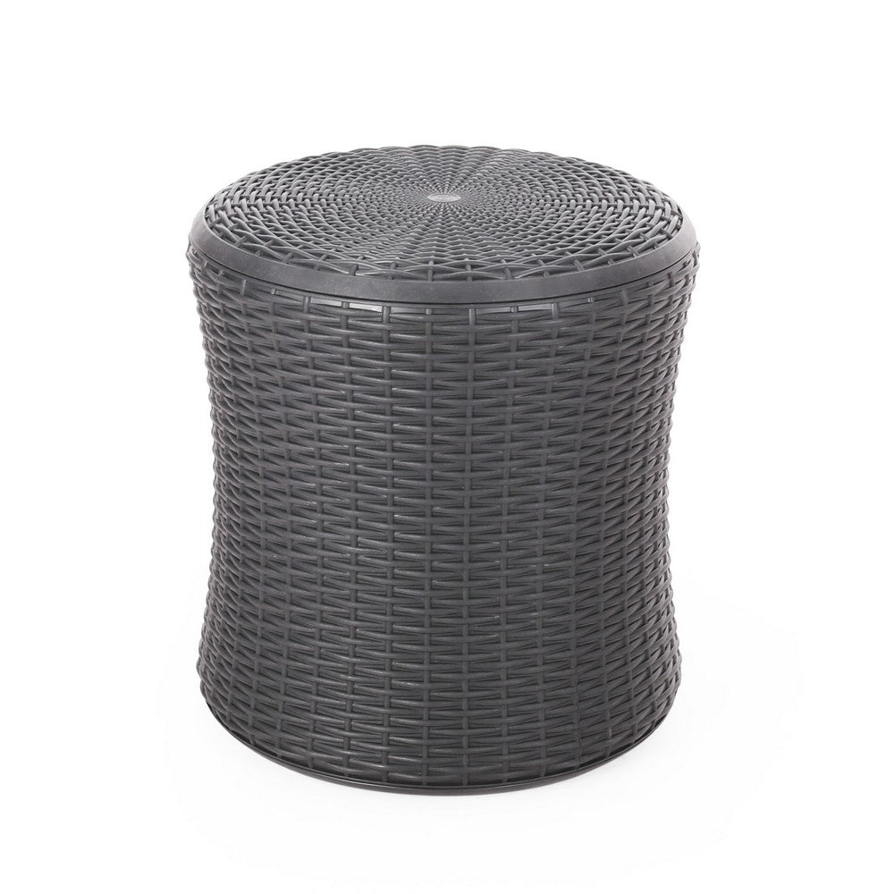 Lifo Outdoor End Table | Storage | 19" | Gray Woven Polypropylene