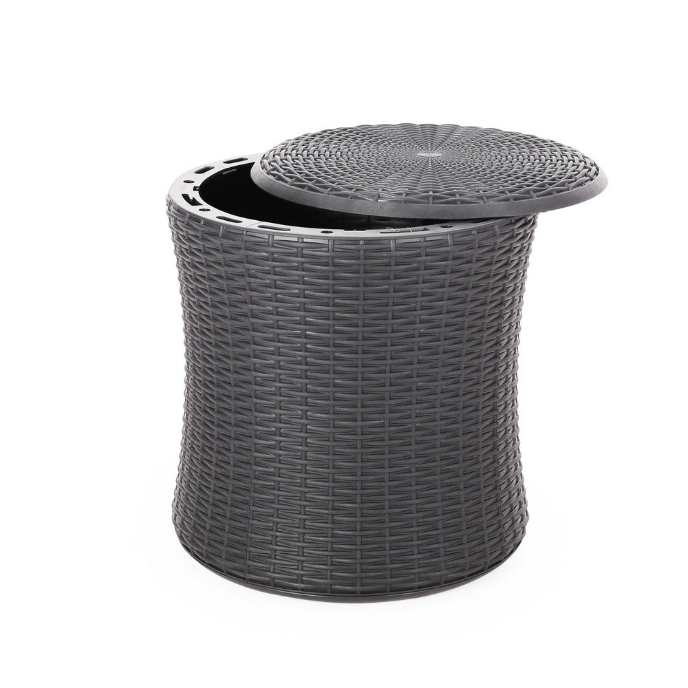 Lifo Outdoor End Table | Storage | 19" | Gray Woven Polypropylene
