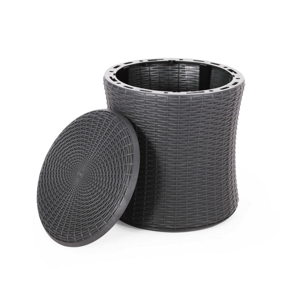 Lifo Outdoor End Table | Storage | 19" | Gray Woven Polypropylene