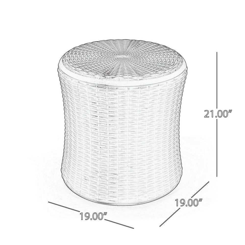 Lifo Outdoor End Table | Storage | 19" | Gray Woven Polypropylene