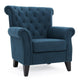 Koni Accent Chair | Button Diamond Tufted | Blue Fabric | Rolled Arms