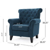 Koni Accent Chair | Button Diamond Tufted | Blue Fabric | Rolled Arms