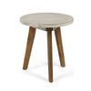 Ina Side End Table, Angled Legs, 16 Inch Round Gray Top, Acacia Wood