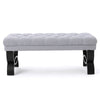Riam Ottoman Bench 41 Inch Button Tufted Rounded Birch Wood Legs