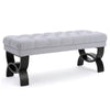 Riam Ottoman Bench 41 Inch Button Tufted Rounded Birch Wood Legs