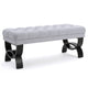 Riam Ottoman Bench 41 Inch Button Tufted Rounded Birch Wood Legs