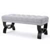 Riam Ottoman Bench, 41 Inch, Button Tufted, Rounded Birch Wood Legs
