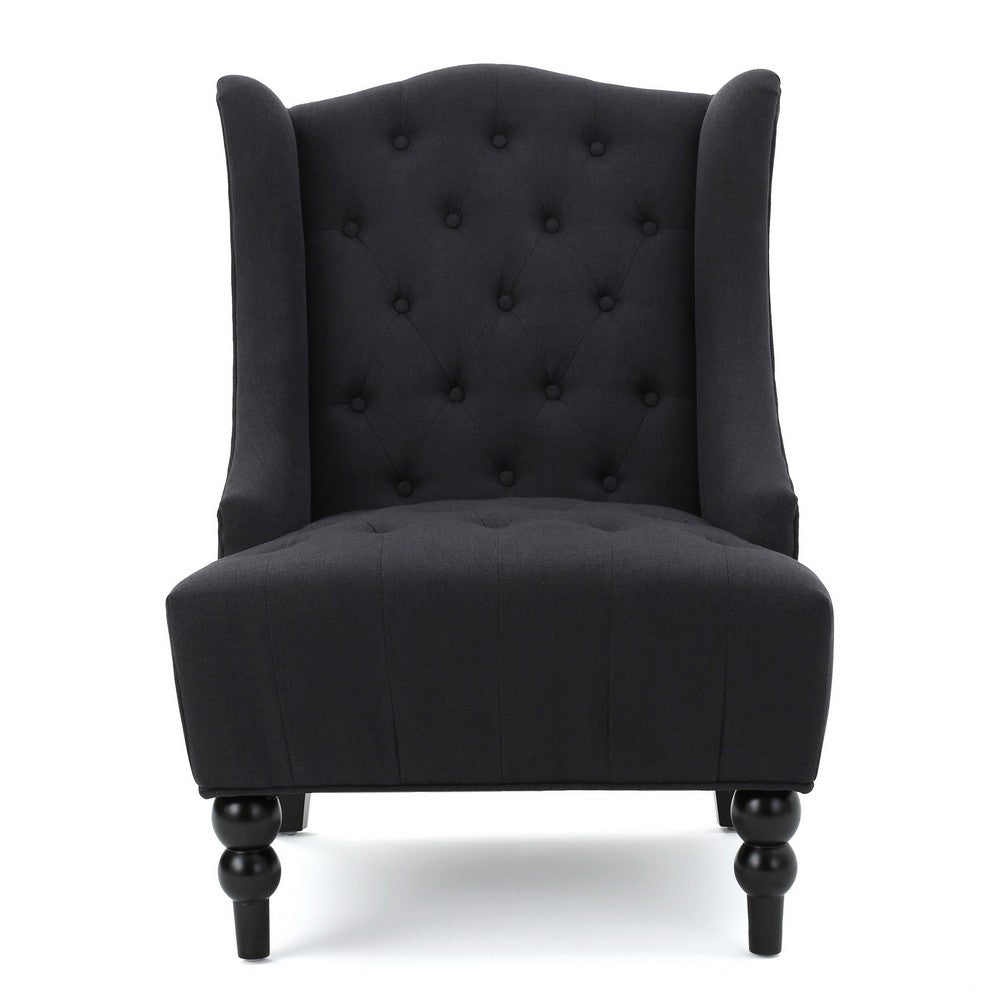 Tesy Accent Club Chair | Wingback Design | Button Tufted Gray Fabric