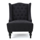Tesy Accent Club Chair | Wingback Design | Button Tufted Gray Fabric