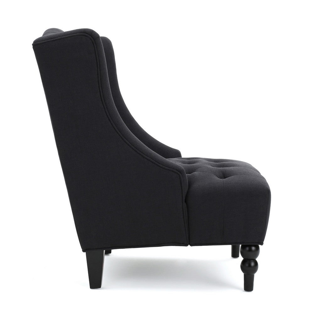 Tesy Accent Club Chair | Wingback Design | Button Tufted Gray Fabric