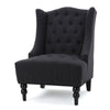 Tesy Accent Club Chair | Wingback Design | Button Tufted Gray Fabric