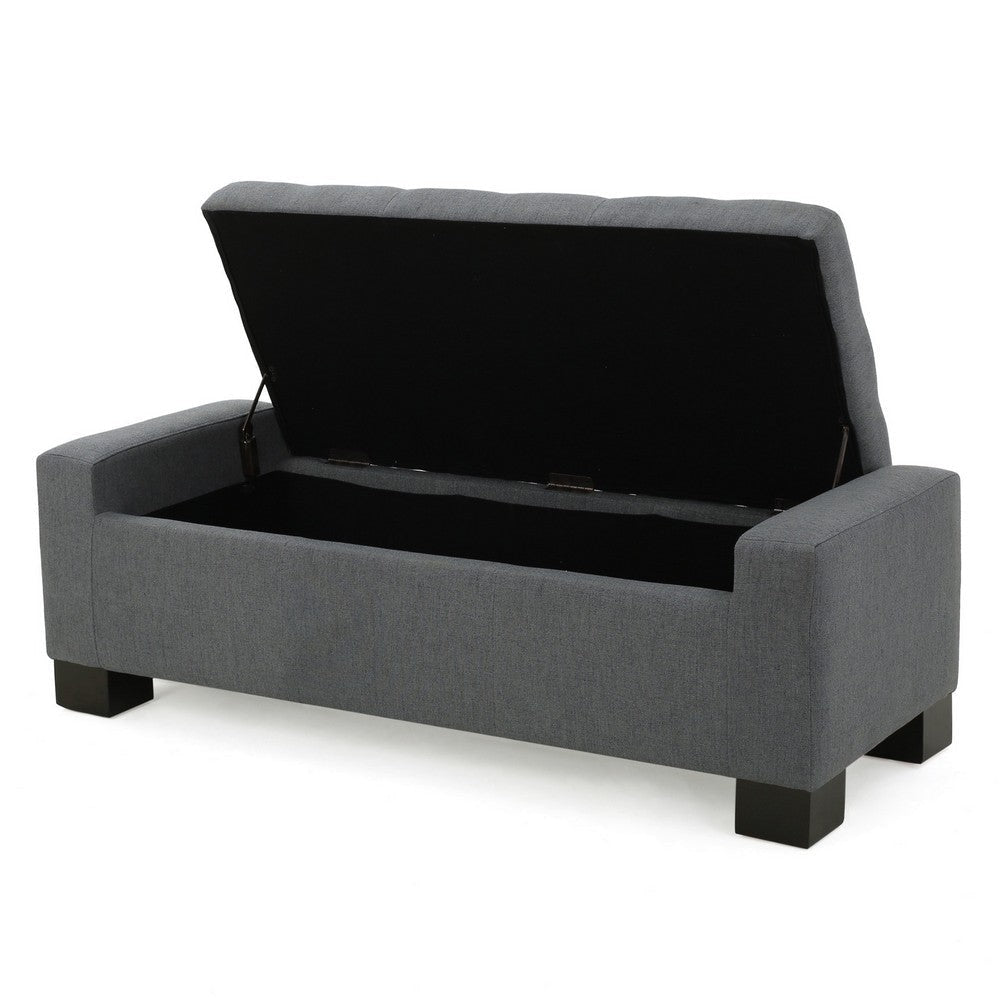 Liani Ottoman Bench Button Tufted Gray 50 Inch Lift Top Storage BM327006